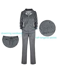 TanBridge - Conjunto de chándal de terciopelo sólido para mujer, con cremallera completa, sudaderas y pantalones con capucha