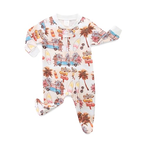 Neutral Baby Clothes Boy Girl Footed Cotton Long Sleeve Double Zipper Onesie