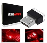 ICBEAMER 1pc Red LED Universal USB Interface Plug-in Miniature Night Light Auto Interior Trunk Ambient Atmosphere