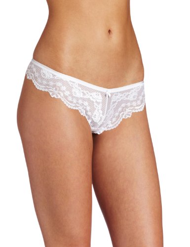 Felina Women's Lace Appeal Low Rise Thong Panty, White, Large