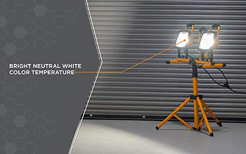 image for Woods WL40236S Portable LED Dual Head Work Light on Steel Tripod, 3000