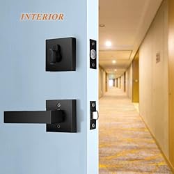 Probrico Flat Black Passage Door Lever with Single