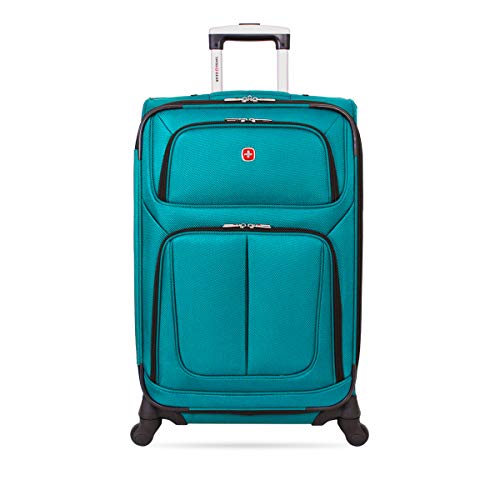 SwissGear Sion Softside Expandable Roller Luggage, Teal, CheckedMedium