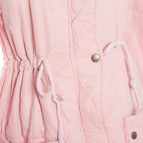 NRUTUP Womens Warm Long Coat Collar Hooded Jacket Slim Winter Parka Outwear Overcoat Blouse Top(Pink,S) - Thumbnail 5