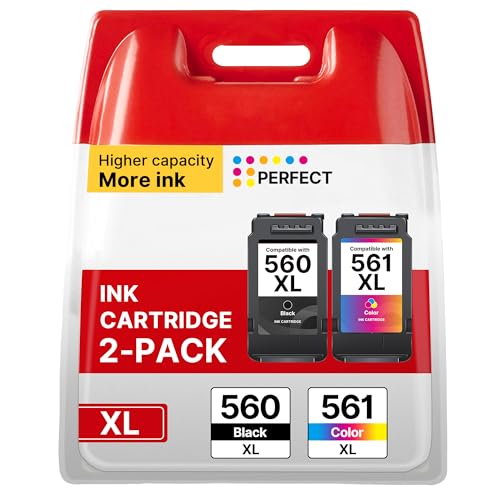 PG-560XL CL-561XL Ink Cartridges Replacement for Canon 560 XL 561 XL Black and Colour for Canon Pixma TS7450i TS5350i TS5350 TS7450 TS7451i TS7451 TS5351a TS5351 TS5352 TS5353 (1 Black, 1 Colour)