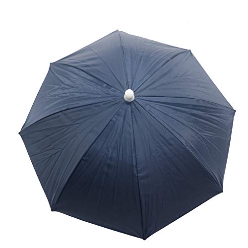 AQUEENLY Elastic Umbrella Hat for Fishing Gardening Outdoor, 20'' Diameter Hand Free Hat Headwear for Adults and Kids, Dark Blue - Thumbnail 2