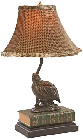 LodgeandCabins Quail on Poetry Book Lamp, Burlwood