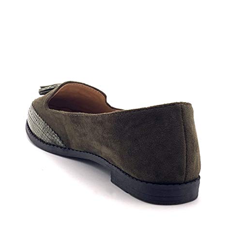 41j8WzNlyML Angkorly - Zapatillas Moda Mocasines Flexible BCBG Planos Mujer Pompom Efecto Piel de Serpiente pitón Tacón Ancho 1.5 CM Angkorly - Zapatillas Moda Mocasines Flexible BCBG Planos Mujer Pompom Efecto Piel de Serpiente pitón Tacón Ancho 1.5 CM - Imagen 5