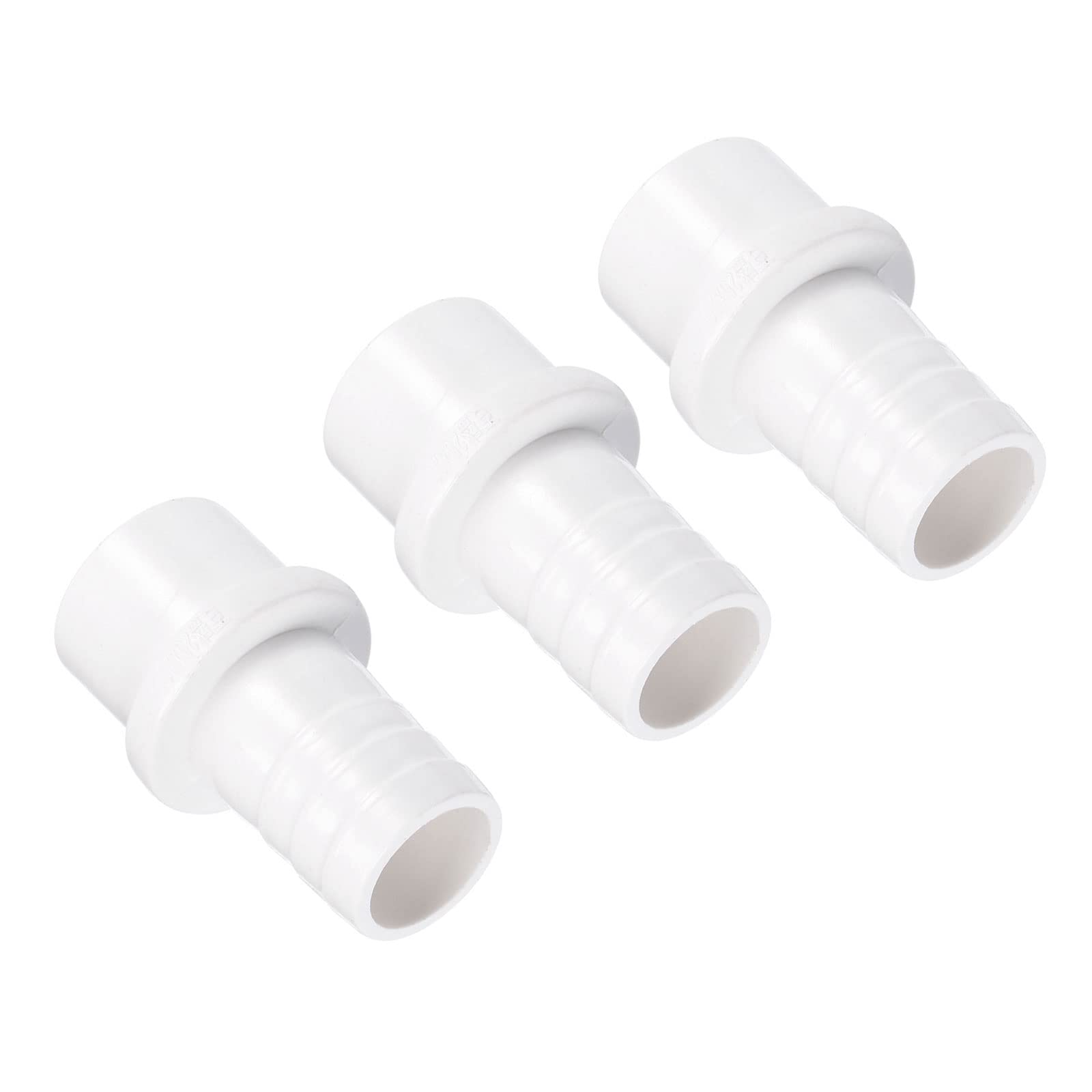 M METERXITY 3 Pack PVC Pipe Fitting - Water Tube Connector, 20mm Barb Straight Pipe Joint, Apply to Outdoor/Garden/Pool (OD 0.98 Inch, White)