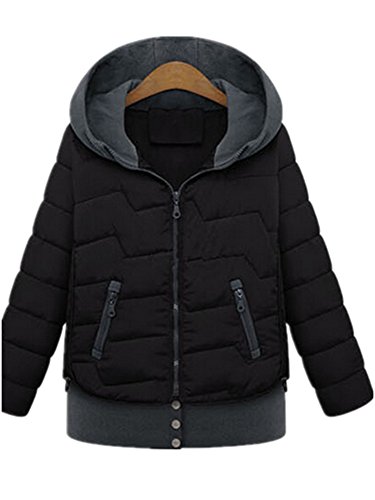 Allbebe Women's Winter Casual Thicken Hooded Down Cotton Coat Jacket XXL Black