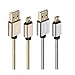 USB to Micro USB Cable Android Charger Cable Fast Charge,Short Micro USB Charging Cable 3FT Pack,USB Micro Cable Micro USB Charge Cable for Samsung Tablet/Galaxy,Kindle Charger Cord,LG,PS4-Silver Gold