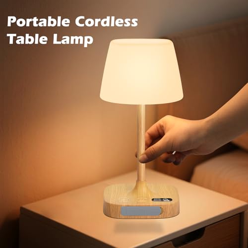 Eocean Rechargeable Waterproof Lamp for Shower, 12000mAh LED Cordless Table Bedside Lamp with USB Port, Small Wireless Battery Operated Touch Lamp for Bedroom, Bathroom, Kitchen, Outdoor