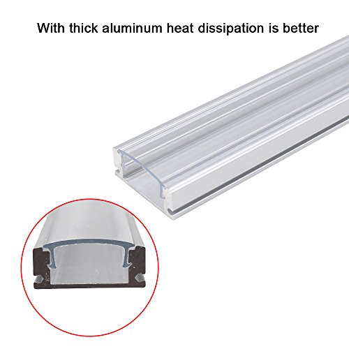JIRVY 6 Pack 1M/3.3ft LED Aluminum Channel Profile U-Shape Aluminum Extrusion Track W Clear Cover End Caps Metal Mounting Clips for <12mm 5050 3528 LED Flex/Rigid Strip Lights (U shape) - Thumbnail 2