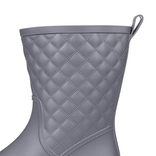 Women's Mid Calf Rain Boots Waterproof Lightweight Garden Shoes Grey - Thumbnail 3