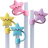 CharCharms Tumbler Toppers | 4-Pack Cute Star Design Silicone Straw Covers | Fits 10mm Straws for 30oz & 40oz Tumblers | Reusable, Dishwasher Safe Drinkware Accessories