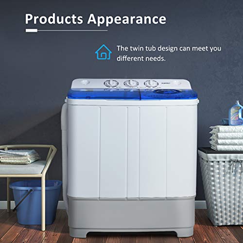 Portable Washing Machine, KUPPET 21lbs Compact Twin Tub Washer and Spin