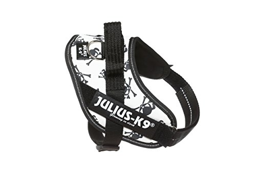 Julius-K9 IDC-Power Harness, Halloween with skull and crossbones, Size: Mini-Mini/40-53 cm