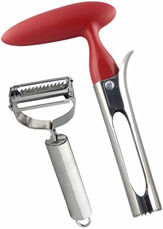 Fresh Taste Apple & Pear Fruit Corer Remover - Ergonomically Designed Handle with Easy Release - Stainless Steel Blade - Bonus Free Stainless Steel Peeler