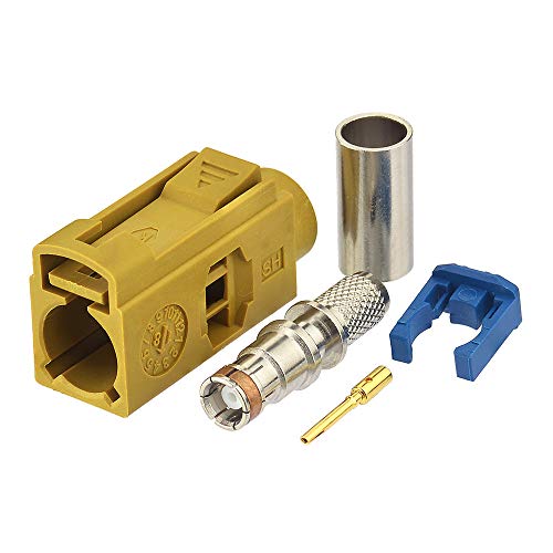 wlaniot Fakra K Connector Crimp Female Curry with IF Bluetooth for Cable RG58 LMR195 RF Coaxial Connector for Fakra Antenna Extension Satellite Radio 5pcs