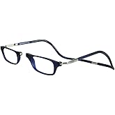 Clic Magnetic Reading Glasses for Men or Women, Computer Readers, Original Expandable (M-XL, Dark Matte Blue, 1.75 Magnification)
