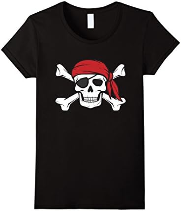 Womens Pirate Shirt Kids or Adults Crossbones and Skull T-Shirt Large Black