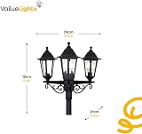 MiniSun Traditional Victorian 1.95m Outdoor Lamp Post Light Black 3 Way 15W LED view 4
