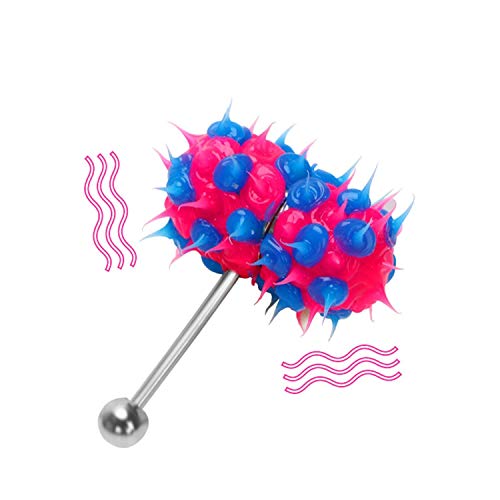 Adult Toy Rabbit-Vib rados Tongue Stud Vib rado Vibrdting Ring Barbell Sxd Toys Women Stainless Steel Oral Products Hammer Shape,Silver,RedandBlue,