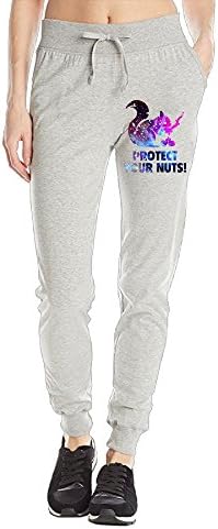 Protect Your Nuts Galaxy Squirrel Custom Tie Waist Sweatpants With Side Pockets Fashion Jogger Pants For Ladies Medium Ash