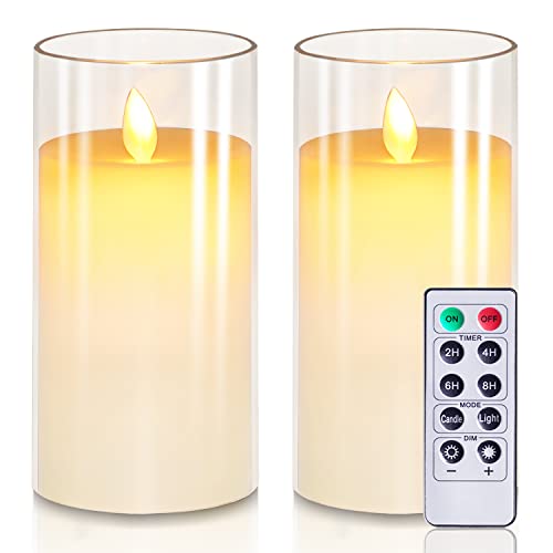 5plots 3" x 6" Ivory Flickering Flameless Candles with Clear Shell