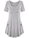 Tunics for Women Short Sleeve,Jazzco Ladies Round Neck Short Sleeve Pocket Casual Summer Flowy Shirt Tops(Grey,XX-Large)