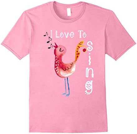 Mens Singing TShirt-Watercolor Bird Shirt-Quote I Love To Sing 2XL Pink