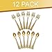 Gold Disposable Plastic Serving Utensils - Six 9 Inch Forks, Six 9 Inch Serving Spoons
