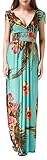 Wantdo Women's Bohemian Maxi Dress Floral Print V Neck Casual Long Dresses Plus Size