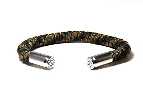 Blue Sky Outdoor Gear Bullet Bracelet Camo Paracord 9 mm Nickel Casing