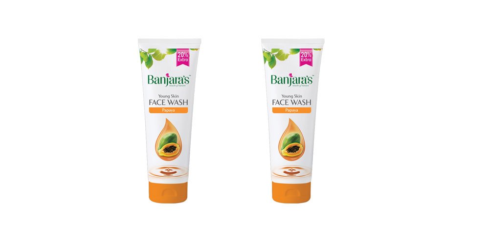 2 x Banjara's Young Skin Papaya Face Wash - 100ml (Pack of 2)