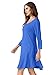 JollieLovin Women's Casual Swing 3/4 Sleeve Pockets T-Shirt Loose Dress (Blue, 1X)