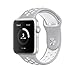 top4cus 42mm Soft Silicone Replacement Sport Strap iWatch Band for Apple Watch 42mm Edition & Sport & Apple watch NIKE Series 1 and Series 2 - Small/Medium - Nike Regular Flat Silver/White