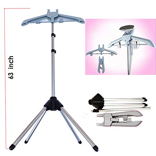 Exttlliy Garment & Drying Rack Garment Hanger/Drying Rack/Handheld Clothes Steamer Holder Ironing Steamer Bracket Telescopic Folding Hanger (Gray)