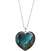 Gempires Love Heart Crystal Pendant Necklace for Women, Silver Plated 18 + 2 Inch Adjustable Chain