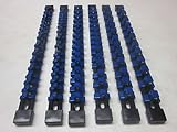 BLUE 6pc MOUNTABLE ABS SOCKET RAILS 1/4