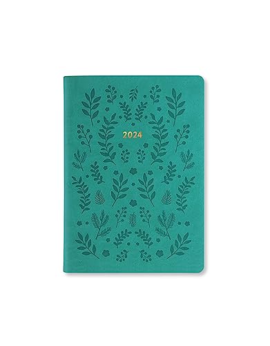 Letts of London Woodland A6 settimana su 2 pagine, verde multilingue 2024