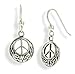 Celtic Knot and Peace Sign Symbol Sterling Silver Hook Earrings