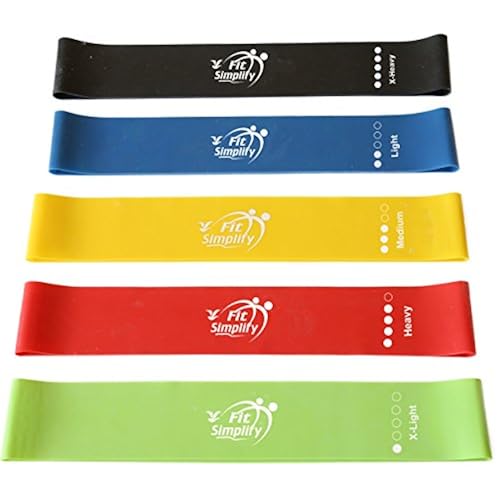 Fit Simplify Resistance Loop Exercise Bands with Instruction Guide, Carry Bag, EBook and Online Workout Videos, Set of 5 Sports & Outdoors, Sports & Fitness, Exercise & Fitness, Accessories, Exercise Bands