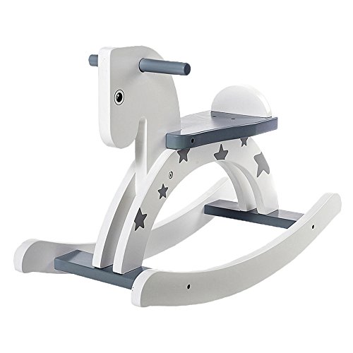 Labebe Wooden Vintage Retro Classic Rocking Horse for Toddler Girls & Boys 12 Months to 3 Years Old, ASTM/EN-71 CE Toys Safety Standards Certified, Customize Toys, Creative Birthday Gift -Grey Star