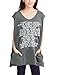 Allegra K Ladies Sleeveless Letters Print Loose Tunic Top M Dark Grey