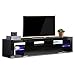 SUNCOO TV Stand Media Console Cabinet LED Shelves with 2 Drawers for Living Room Storage High Gloss Black for up to 72-inch TV Screens