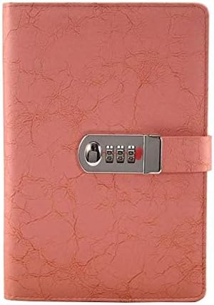 huanglang Digital Password Notebook Retro Stationery Diary with Lock Korea Creative Small Fresh Student Book Thick Notepad Locking Journal Diary for Home Office(Pink)