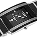 Akribos XXIV Men's Rectangular Diamond Watch - 4 Genuine Diamond Hour Markers with Date Window On Ceramic Inner Link Bracelet - AK521