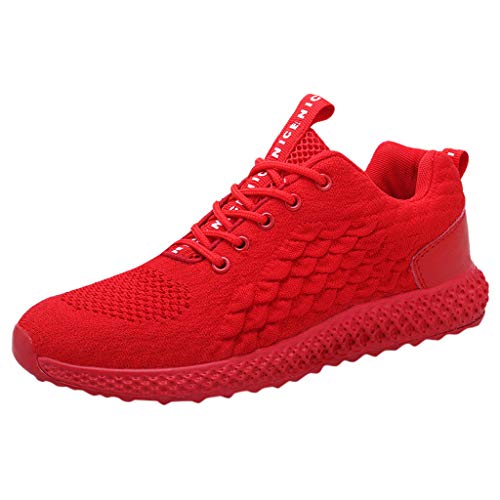 Men's Sneakers Sport Baseball Shoes Fashion Breathable Sneakers Mesh Soft Sole Casual Athletic Lightweight Red - Thumbnail 6