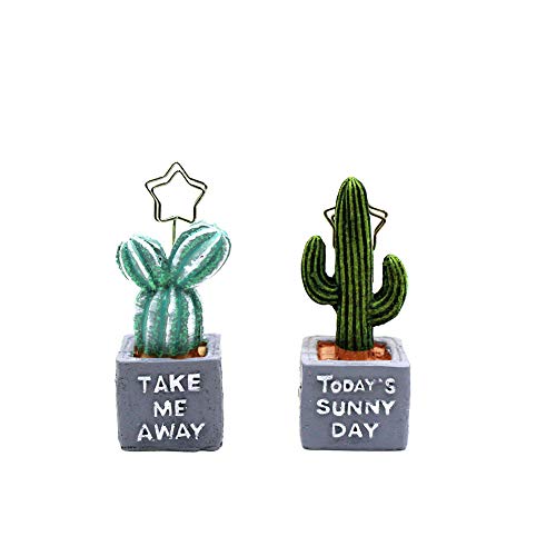 Eilova 2Pcs Cute Creative Cactus Business Name Card Stand Holder Photo Memo Note Clip Place Table Decoration for Wedding Party Favor - Thumbnail 2